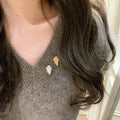 Gold Plated Copper Zircon Feather Brooch For Fashion OL Light Luxury Apparel Accessories view 4