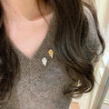 Gold Plated Copper Zircon Feather Brooch For Fashion OL Light Luxury Apparel Accessories view 2