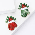 Alloy Rhinestone Enamel Christmas Glove Brooch Pin For Coats view 3