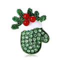 Alloy Rhinestone Enamel Christmas Glove Brooch Pin For Coats view 1