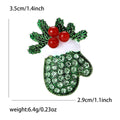 Alloy Rhinestone Enamel Christmas Glove Brooch Pin For Coats view 5