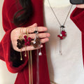 Flocked Round Grape Tassel Sweater Necklace For Women, Light Luxury New Chinese Retro Pendant view 1