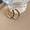 Korean Velvet Round Hoop Earrings With Silver Pins, Retro Maillard Minimalist Geometric Jewelry view 4