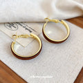 Korean Velvet Round Hoop Earrings With Silver Pins, Retro Maillard Minimalist Geometric Jewelry view 2