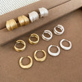 Brushed Round Copper Stud Earrings With Silver Pins Minimalist Geometric Light Luxury Style view 3