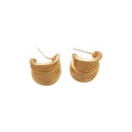 Brushed Round Copper Stud Earrings With Silver Pins Minimalist Geometric Light Luxury Style view 5