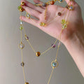Vintage Artificial Crystal Beaded Sweater Necklace Ethnic Maillard Round Geometric Style For Women view 4