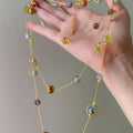Vintage Artificial Crystal Beaded Sweater Necklace Ethnic Maillard Round Geometric Style For Women view 2