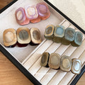 Marbled Resin Square Elastic Bangle For Women Minimalist Geometric Everyday Light Luxury Jewelry view 4