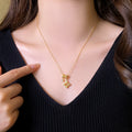 Gold Plated Copper Zircon Flower Necklace Light Luxury Minimalist Everyday Clavicle Chain view 3