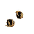 Copper Geometric Round Tiger Eye Zircon Stud Earrings, Light Luxury Retro Maillard Style view 5
