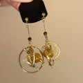 Silver Needle Crystal Hollow Round Pendant Drop Earrings Light Luxury Geometric Women's Jewelry view 4