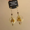 Silver Needle Crystal Hollow Round Pendant Drop Earrings Light Luxury Geometric Women's Jewelry view 2