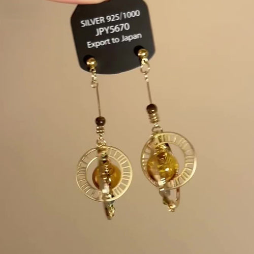 Silver Needle Crystal Hollow Round Pendant Drop Earrings Light Luxury Geometric Women's Jewelry