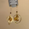 Silver Needle Crystal Hollow Round Pendant Drop Earrings Light Luxury Geometric Women's Jewelry view 1