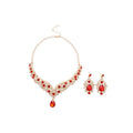 Court Style Alloy Rhinestone Waterdrop Stud Earrings Necklace Jewelry Set Vintage Elegant Luxury view 5