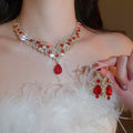 Court Style Alloy Rhinestone Waterdrop Stud Earrings Necklace Jewelry Set Vintage Elegant Luxury view 4