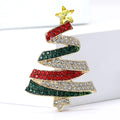 Alloy Enamel Rhinestone Christmas Tree Brooch Pin For Holiday Gifts view 2