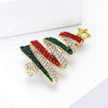 Alloy Enamel Rhinestone Christmas Tree Brooch Pin For Holiday Gifts view 3
