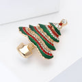 Alloy Enamel Rhinestone Christmas Tree Brooch Pin For Holiday Apparel view 3