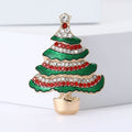 Alloy Enamel Rhinestone Christmas Tree Brooch Pin For Holiday Apparel view 2