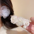 Light Luxury Floral Fabric Faux Pearl Stud Earrings Jewelry Set For Women view 2