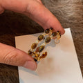 Gold Plated Tiger Eye Faux Pearl Round Geometric Maillard Vintage Stud Earrings For Women view 3