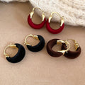 2026 New Flocked Round Geometric Earrings Vintage Light Luxury Winter Commuter Earrings for Women view 3