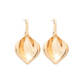Metal Smooth Leaf Drop Earrings With Silver Needle Geometric Diamond Statement Design view 5