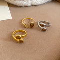 Vintage Oval Tiger Eye Stone Cross Open Ring, Minimalist Adjustable Index Finger Jewelry view 3