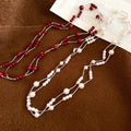 Old Money Faux Pearl Beaded Long Sweater Necklace Geometric Round Layered Chain Choker view 2