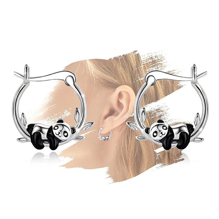 Cute Mini Panda Earrings For Women, European Animal Theme Simple Fresh Ear Jewelry