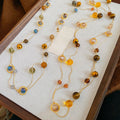 Maillard Style Faux Crystal Beaded Layered Sweater Necklace, Retro Ethnic Round Geometric Choker view 4