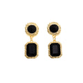 Vintage Luxury Black Square Geometric Acrylic Gem Gold Alloy Palace Style Statement Drop Earrings view 5