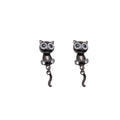 Cute Cartoon Black Cat Enamel Alloy Stud Drop Earrings For Women Sweet Minimalist Tail Dangle Earrings view 5