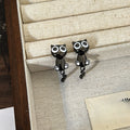 Cute Cartoon Black Cat Enamel Alloy Stud Drop Earrings For Women Sweet Minimalist Tail Dangle Earrings view 2