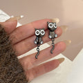 Cute Cartoon Black Cat Enamel Alloy Stud Drop Earrings For Women Sweet Minimalist Tail Dangle Earrings view 3