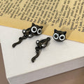 Cute Cartoon Black Cat Enamel Alloy Stud Drop Earrings For Women Sweet Minimalist Tail Dangle Earrings view 4