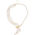 Light Luxury Faux Pearl Beaded Multilayer Asymmetric Geometric Sweater Necklace For Women view 5