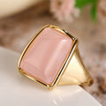 Japanese Korean Glossy Imitation Moonstone Irregular Quadrilateral Ring For Women Jewelry view 2