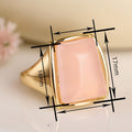Japanese Korean Glossy Imitation Moonstone Irregular Quadrilateral Ring For Women Jewelry view 4