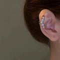 Korean Zircon Faux Pearl Geometric Round Clip-on Earrings For Women Elegant Office Ear Cuffs view 3