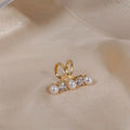 Korean Zircon Faux Pearl Geometric Round Clip-on Earrings For Women Elegant Office Ear Cuffs view 4