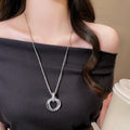 Minimalist Copper Twisted Round Pendant Sweater Necklace, Cool Geometric Light Luxury Choker view 1