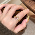 Gold Plated Enamel Gourd Faux Pearl Open Ring New Chinese Retro Geometric Index Finger Jewelry view 2