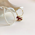 Gold Plated Enamel Horse Faux Pearl Sweater Necklace Light Luxury Zodiac Collarbone Chain view 4