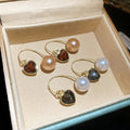 Fashion OL Faux Pearl Heart Rhinestone Geometric Drop Earrings For Women view 1