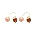Fashion OL Faux Pearl Heart Rhinestone Geometric Drop Earrings For Women view 5