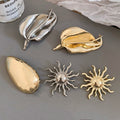European American Metal Leaf Sun Brooch, Light Luxury Designer Clothing Accessory view 2