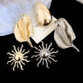 European American Metal Leaf Sun Brooch, Light Luxury Designer Clothing Accessory view 4